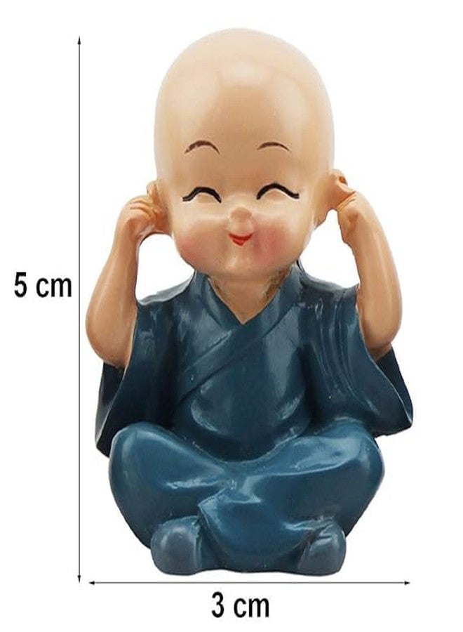 LIVELLO Miniature Buddha Monk Figurines | Set of 4 Multicolour Polyresin Statues | Handcrafted Traditional Showpieces for Home, Office, Temple, Meditation Room and Gifting | Spiritual Decorative Items - Image 3